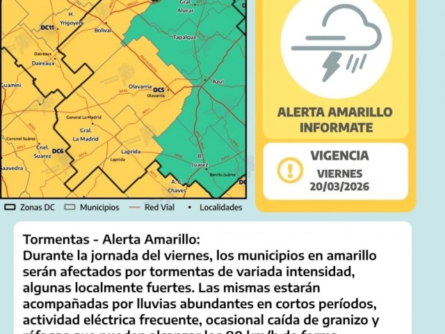Hay alerta amarilla viernes y s�bado para la regi�n